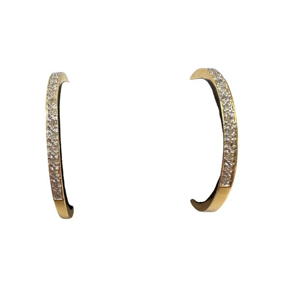 Beautiful 1/2 Carat Inside Out Diamond Hoop Earrings - 14kt Goldplate - Sterling - Picture 6 of 13